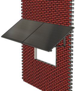 Solar awning in summer position